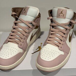 Nike Air Jordan 1 Mid, Pink Oxford / Archaeo Brown – Women’s Size 11.5, Men's 10